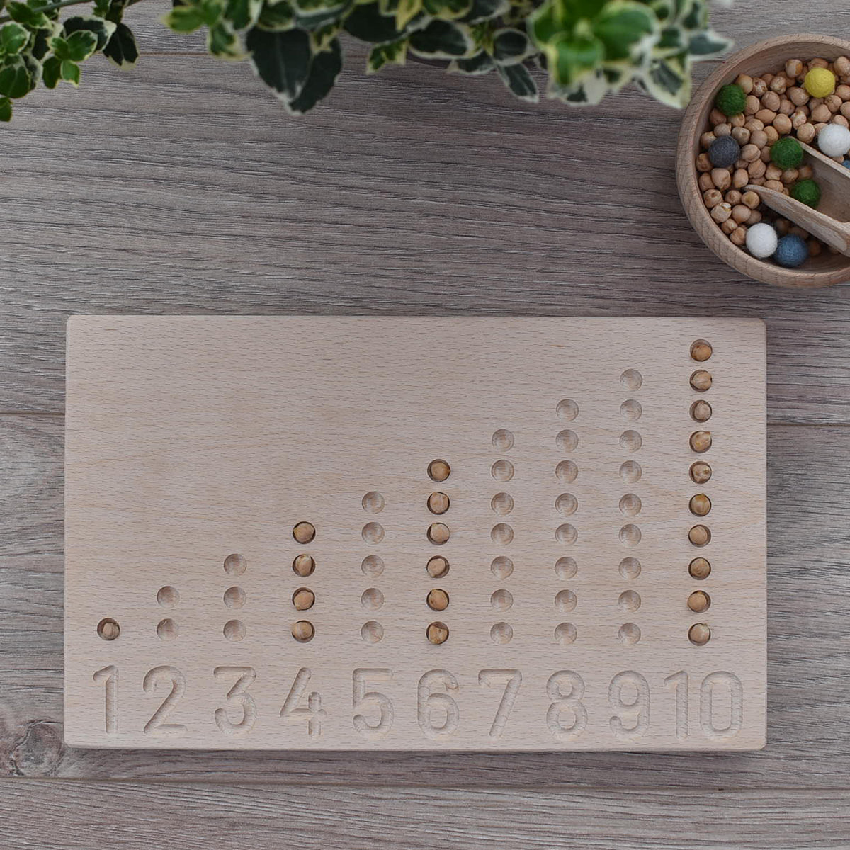 Wooden Educational Resource Abacus for Counting with chick peas